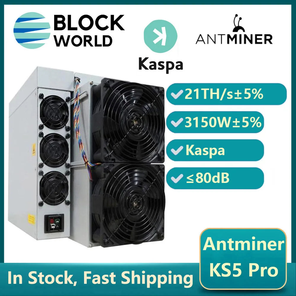 New Antminer Ks5Pro 21Th/S 3150W Kaspa Miner Antminer KS5 Pro KAS Miner Crypto Asic KAS Mining Antminer Kaspa KS5 Pro