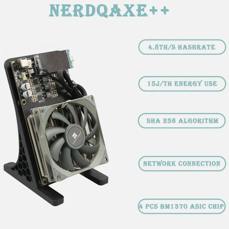 Nerdqaxe++ BTC Solo Miner 4.8T-5TH/S 80W 4XBM1370 ASIC Chip Open Source Bitcoin Crypto Miner Silent Miner