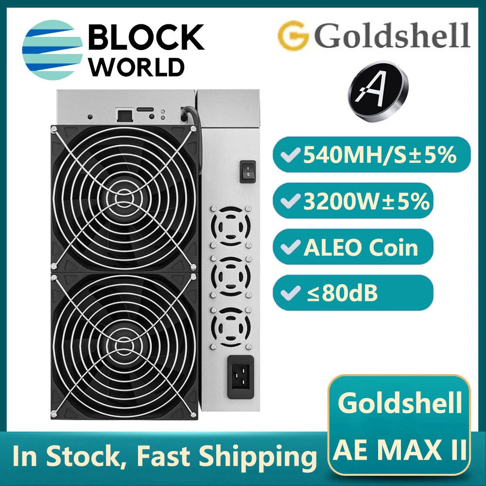 Goldshell AE Max II ALEO Miner 540Mh/S 3200W for Aleo Coin Mining Zksnark Algorithm Crypto Asic Miner with PSU 220V Input
